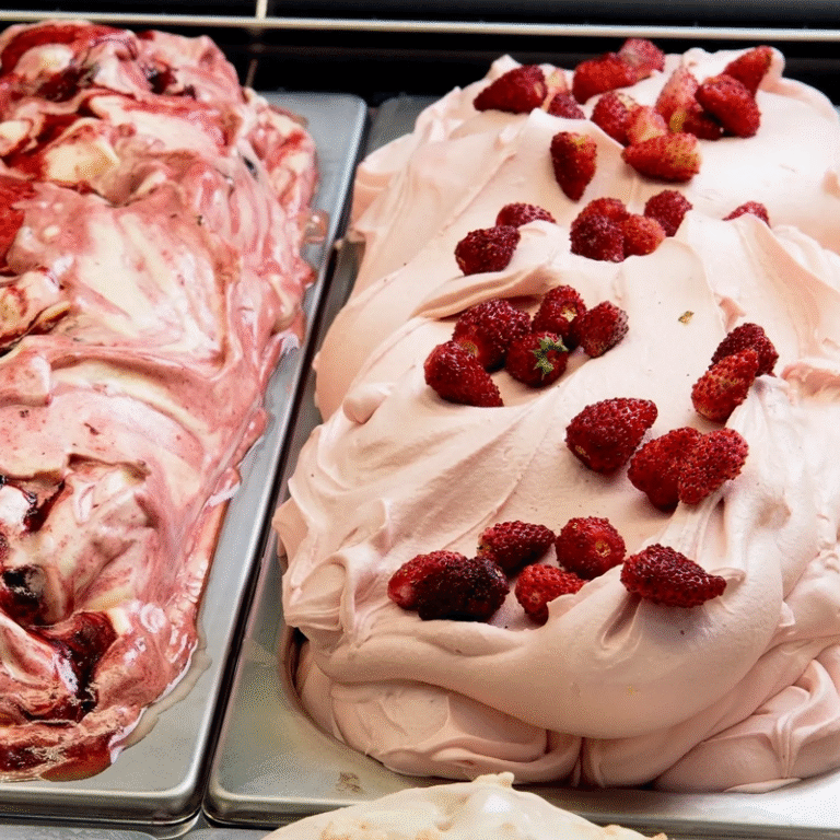 Cannella Gelato, Morris Avenue, closeup of strawberry gelato in metal container